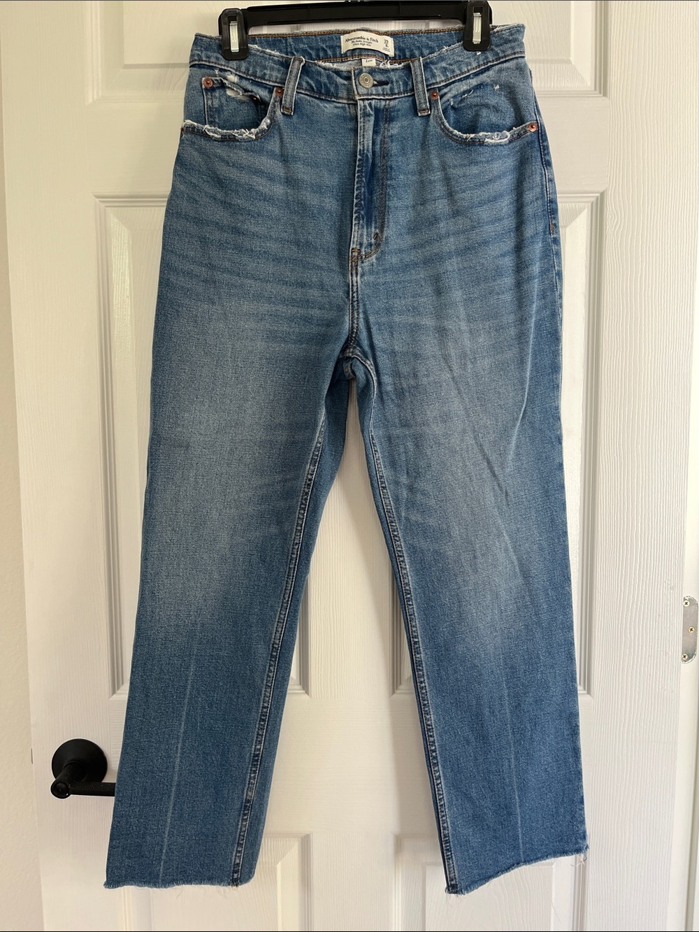Abercrombie & Fitch Light Blue Ankle Straight Ultra High Rise Jeans Curve Love